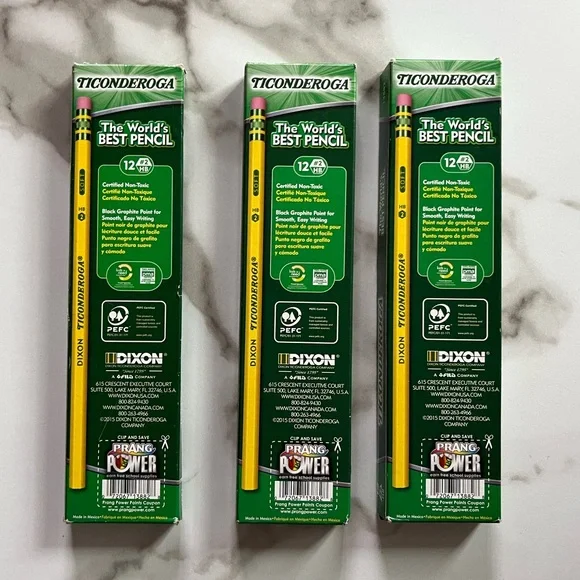 (2/$10😀) Ticonderoga Unsharpened Wooden #2 Pencils (12 ct. per pack) - Picture 2 of 4